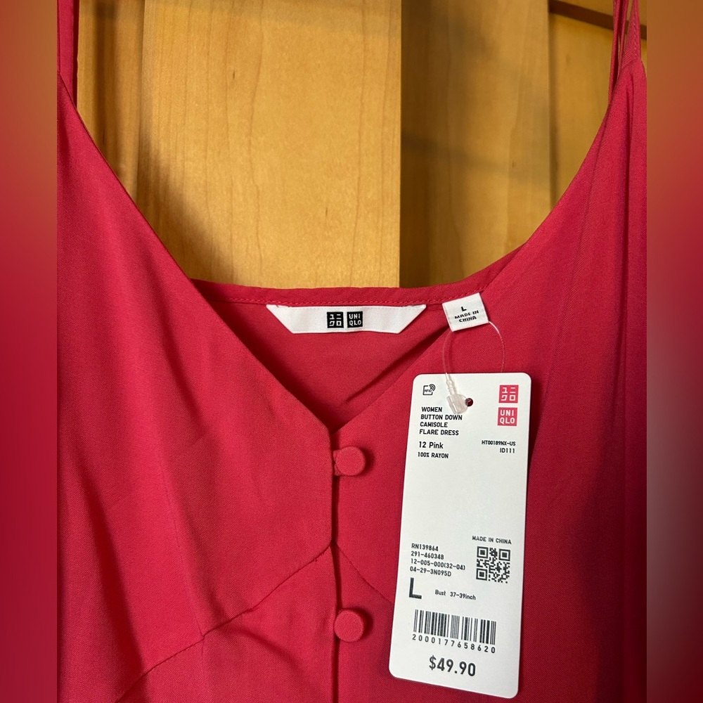 Uniqlo Raspberry Pink Button-Front Slip Dress - Picture 4 of 5